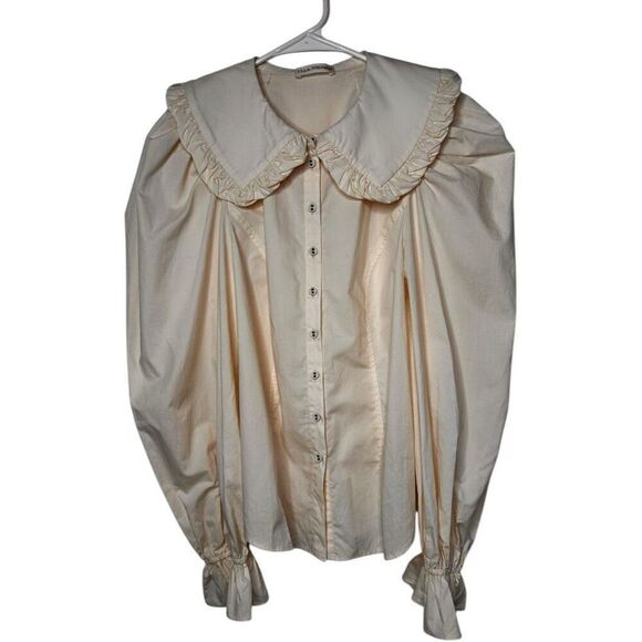 Ulla Johnson Marietta Puff Sleeve Blouse in DogWood Size 4 Cream Victorian - Picture 3 of 11